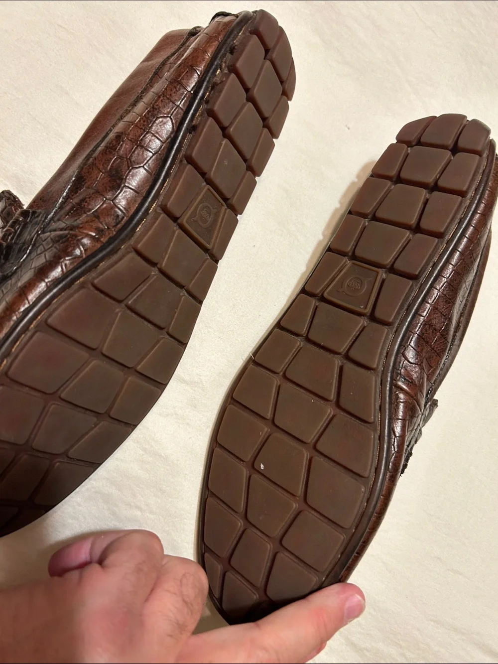 Born Men’s Dark Brown Croc-Embossed Leather Slip-On Loafers